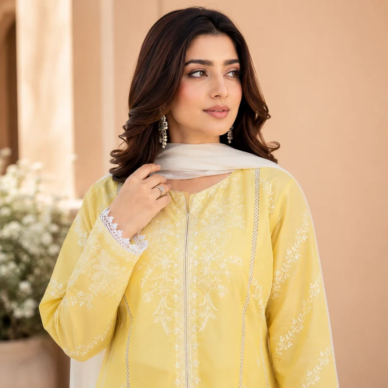 Yellow Emb Maxi 3pc
