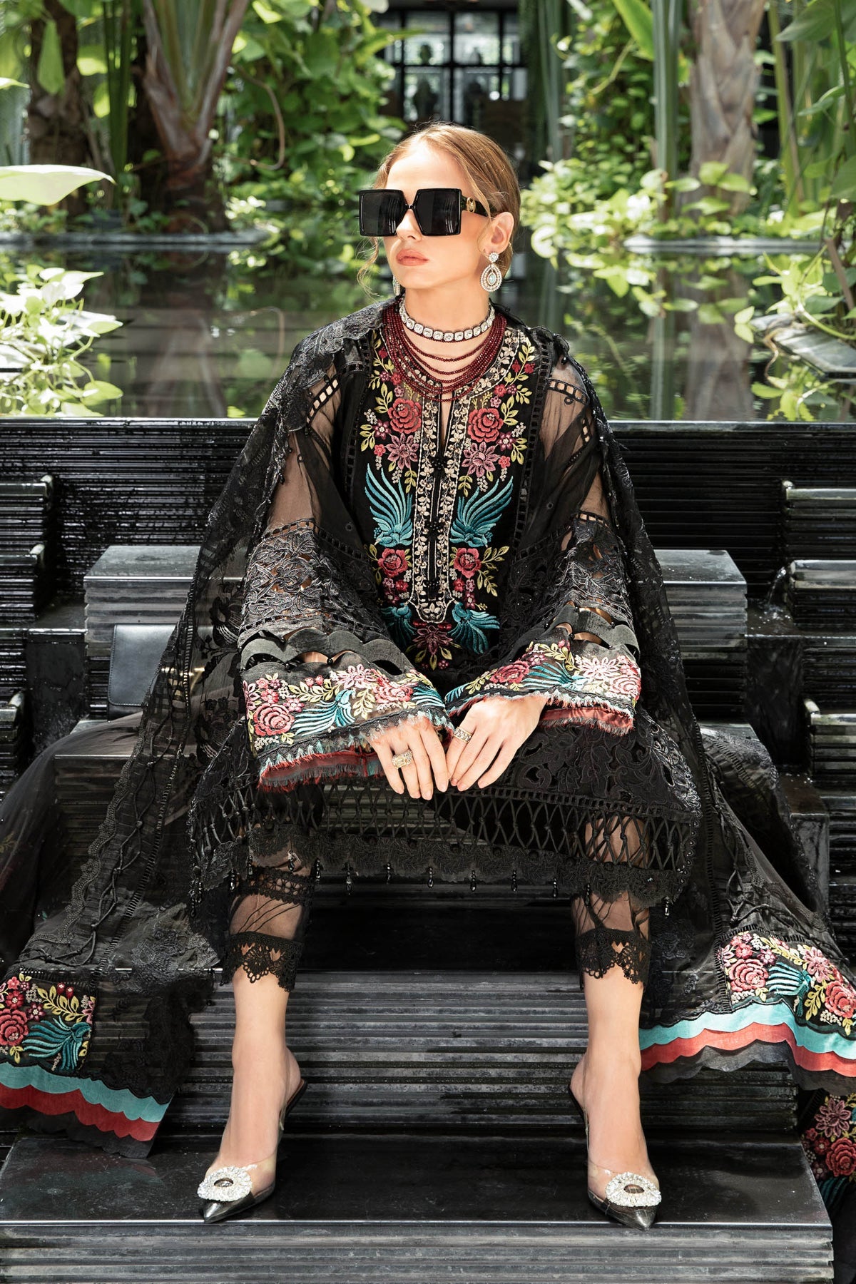 Maria B Embroidered Suits 3 Piece Unstitched Embroidered Lawn Suit | EL-23-04-Black