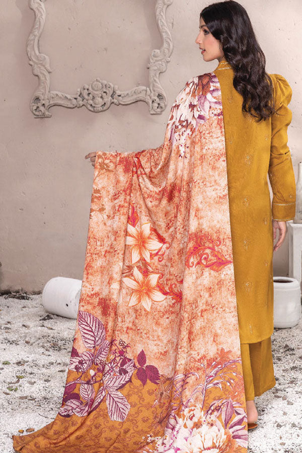 Dahlia Leather Peach Embroidered Suit Unstitched 3 Piece DPC25 -07 – Winter Collection