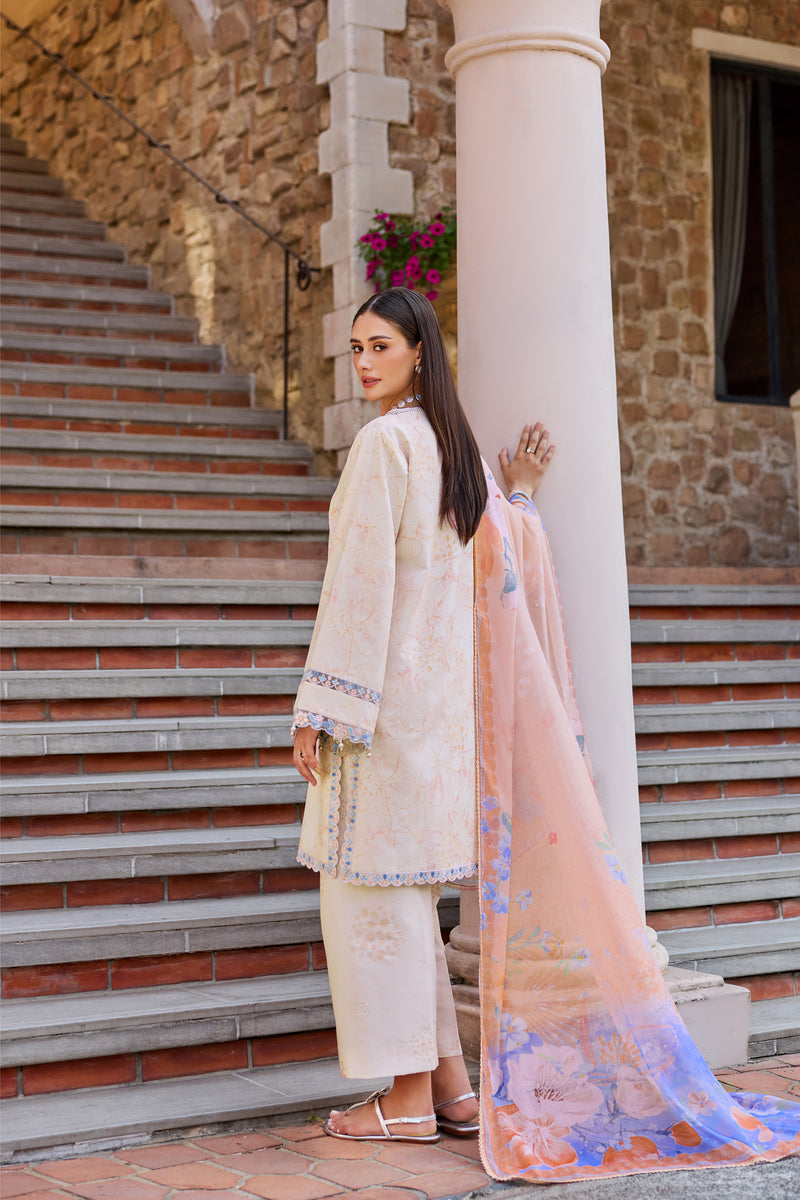 Baroque – Farasha Sorine Embroidered Lawn Unstitched 3Pc Suit BFL26- Peachy Charm
