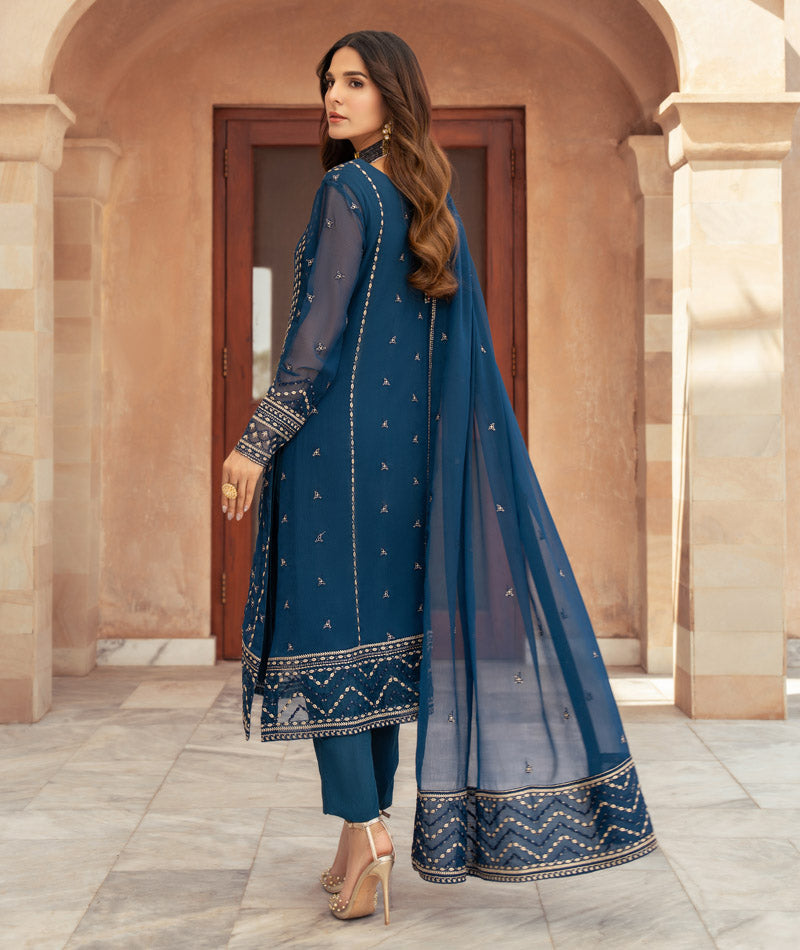 Merakish By Shahzeb Textiles Embroidered Chiffon Suits Unstitched 3 Piece ST25MK-V14- Eshal