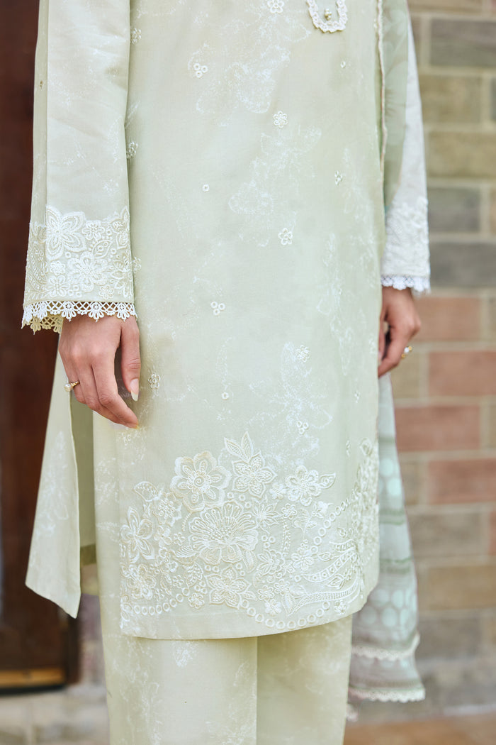 Baroque – Farasha Sorine Embroidered Lawn Unstitched 3Pc Suit BFL26- Sage Mist