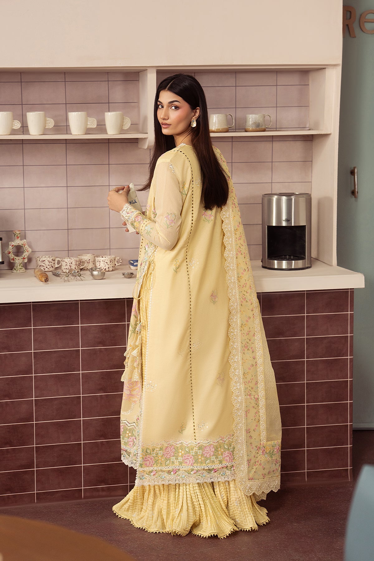 Brewed by Ayzel Unstitched Embroidered Paper Cotton 3 Piece Suit AAF26UBL Crema ZWU-0147-3PO – Festive Collection