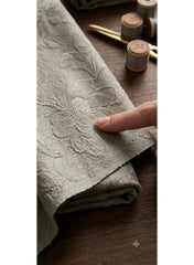 Women Unstitched Fabric for Jalabiya & Kandura – Premium Textured Embossed Taupe Floral Arabic Dress Material