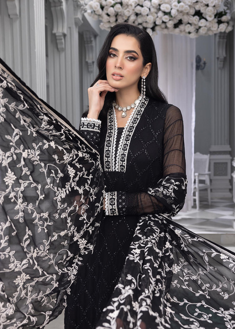 Merakish Luxury Chiffon Embroidered’23 – ST23-MK6 Raven Black