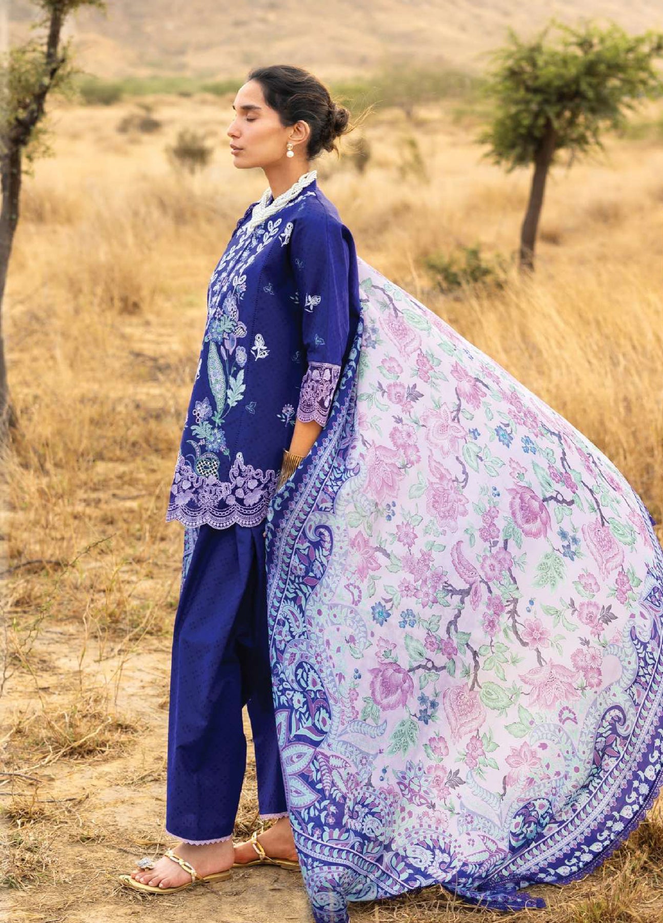 Zainab Chottani Unstitched Embroidered Luxury Lawn 3 Piece Suit ZC26ULZ D-13 VIOLA – Summer Collection