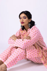 Khaadi Dyed Embroidered Cotton Jacquard | Top Bottoms Dupatta – AJ22301-Pink