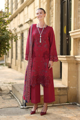 Rang Rasiya Embroidered Karandi Suit With Herringbone Shawl Unstitched 3 Piece D-10 Mocha – Winter Collection
