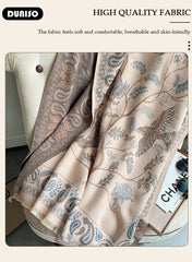 Two Tone Womens Shawl Wraps, 60 * 185cm Cashmere Shawl, Scarf Wrap for Evening Dress, Winter Thick Warm Knitted Scarf Blanket, Front-Open Poncho Cape for Traveling, Wedding Party, Home, Office