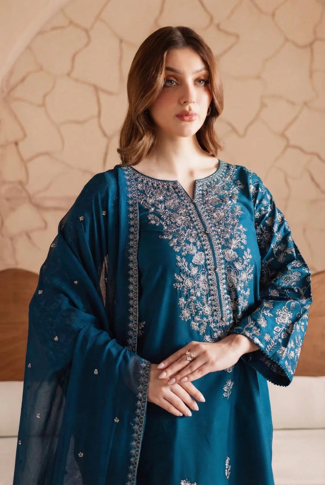 Mai tai 3Pc - Embroidered Khaddar Dress