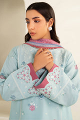 Baroque – Farasha Summer Weaves Embroidered Lawn Unstitched 3Pc Suit BFL26- Blue Slate