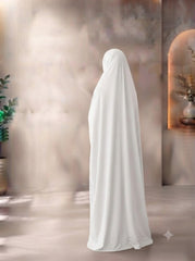 One Piece Islamic prayer dress women with long sleeve - Prayer Clothes for Women - Namaz Prayer Dress Abaya For women - Jilbab 1 piece, Umrah essentials for women - Prayer set Salah Dress, Namaz Wear White Color