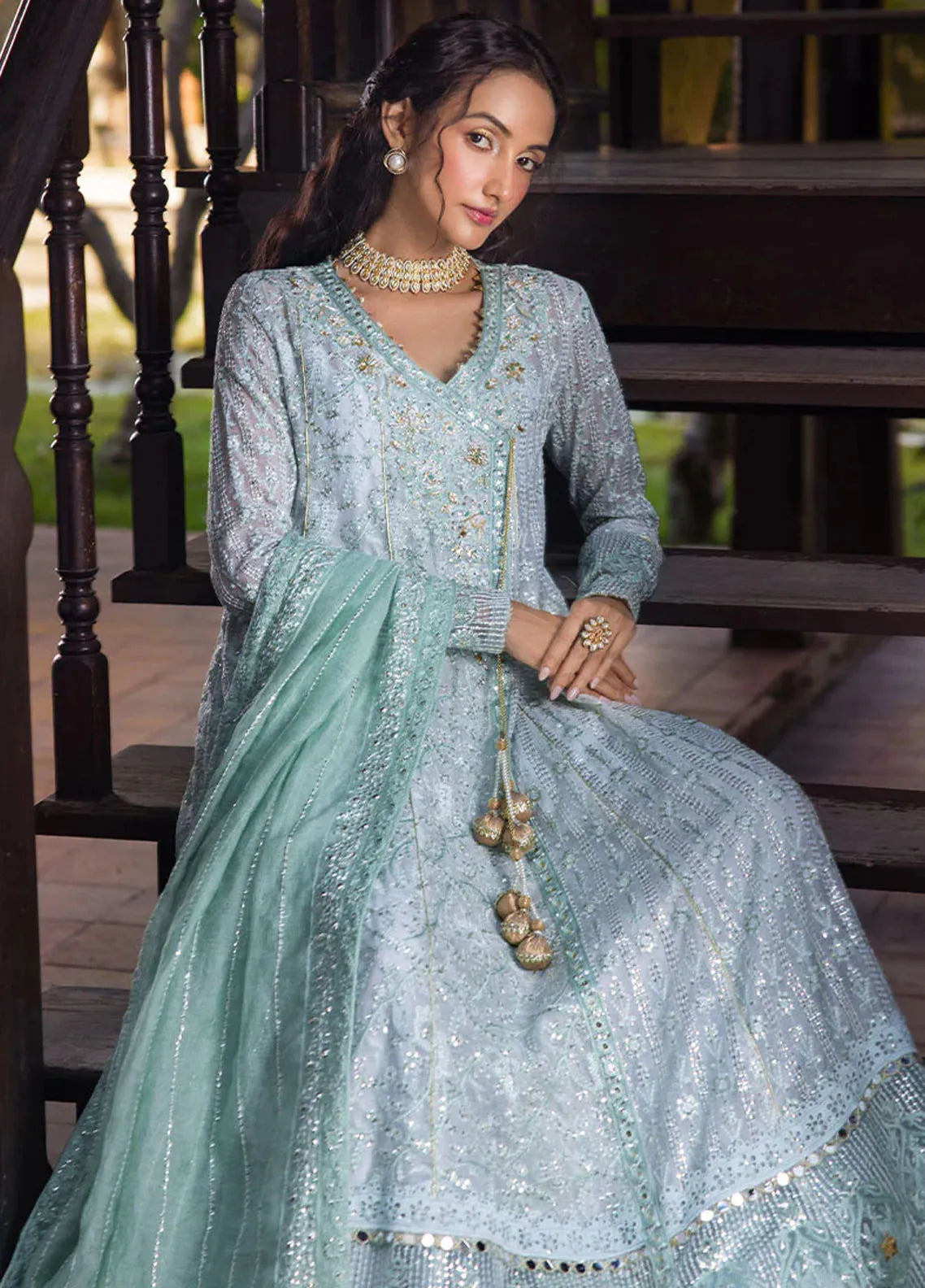 Roohi By Mushq Embroidered Organza Suit Unstitched 4 Piece MQ24R Diya – Luxury Collection