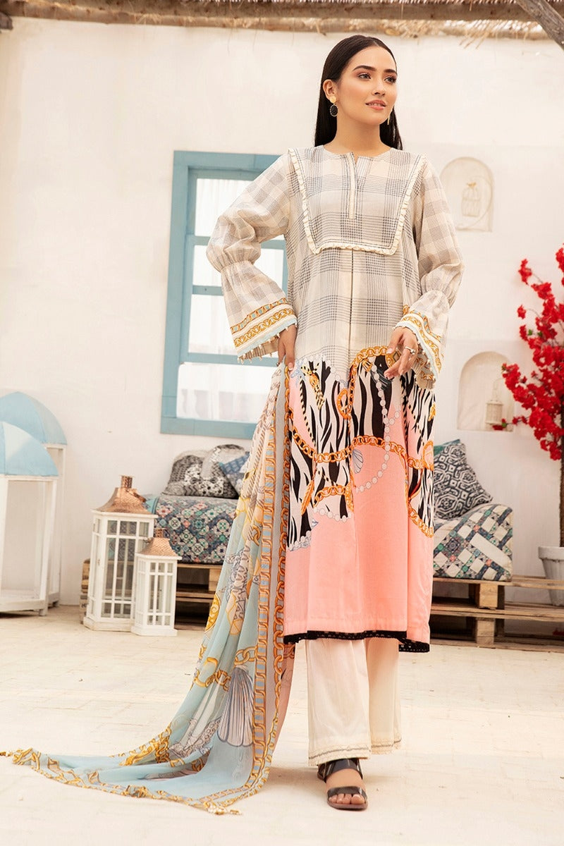 42101049-Digital Printed Super Fine Lawn, Grip Chiffon &amp; Cambric-3PC