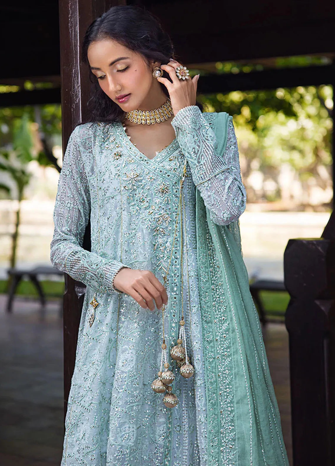 Roohi By Mushq Embroidered Organza Suit Unstitched 4 Piece MQ24R Diya – Luxury Collection