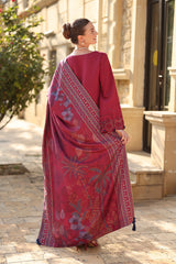 Rang Rasiya Embroidered Karandi Suit With Herringbone Shawl Unstitched 3 Piece D-10 Mocha – Winter Collection