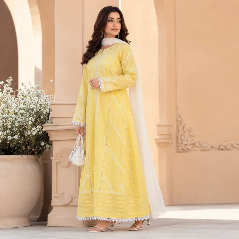 Yellow Emb Maxi 3pc
