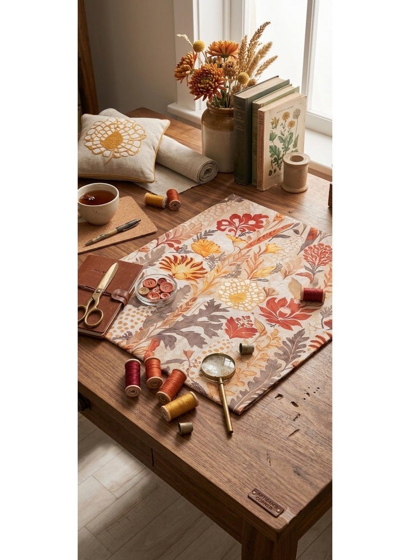 Women Unstitched Fabric for Jalabiya & Kandura – Premium Cotton Terracotta & Amber Floral Arabic Dress Material