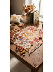 Women Unstitched Fabric for Jalabiya & Kandura – Premium Cotton Terracotta & Amber Floral Arabic Dress Material
