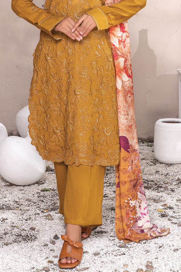 Dahlia Leather Peach Embroidered Suit Unstitched 3 Piece DPC25 -07 – Winter Collection