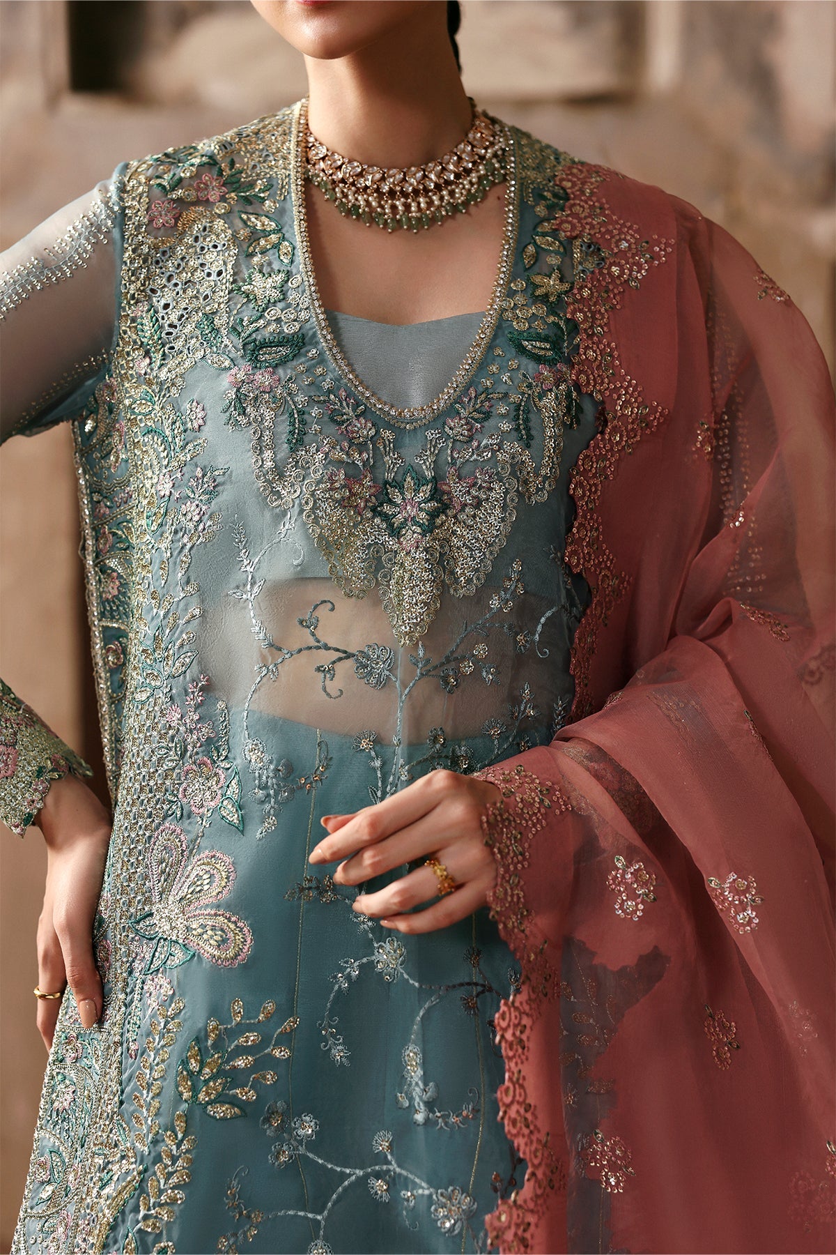 Kaashvi by Ayzel Unstitched Organza Embroidered Suits 3 Piece AAF25KW RAVINA AZW-25-V2-04 – Wedding Collection