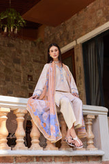 Baroque – Farasha Sorine Embroidered Lawn Unstitched 3Pc Suit BFL26- Peachy Charm