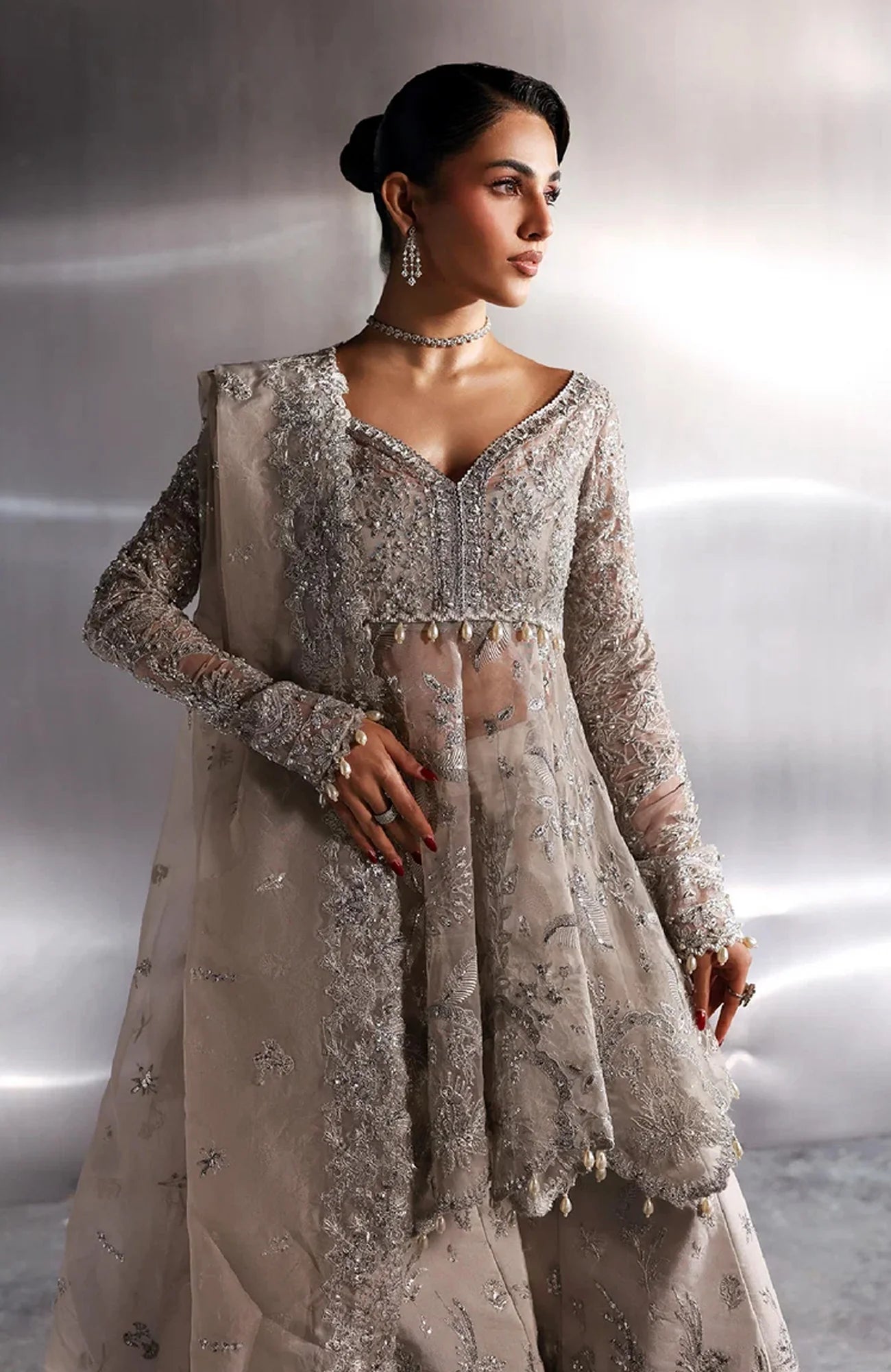 Seraphine by Zarposh Unstitched Chiffon Embroidered 3 Piece Suit- ZRPSHN-05-NOVELLE- Formal Collection