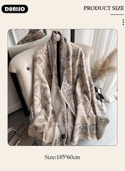 Two Tone Womens Shawl Wraps, 60 * 185cm Cashmere Shawl, Scarf Wrap for Evening Dress, Winter Thick Warm Knitted Scarf Blanket, Front-Open Poncho Cape for Traveling, Wedding Party, Home, Office