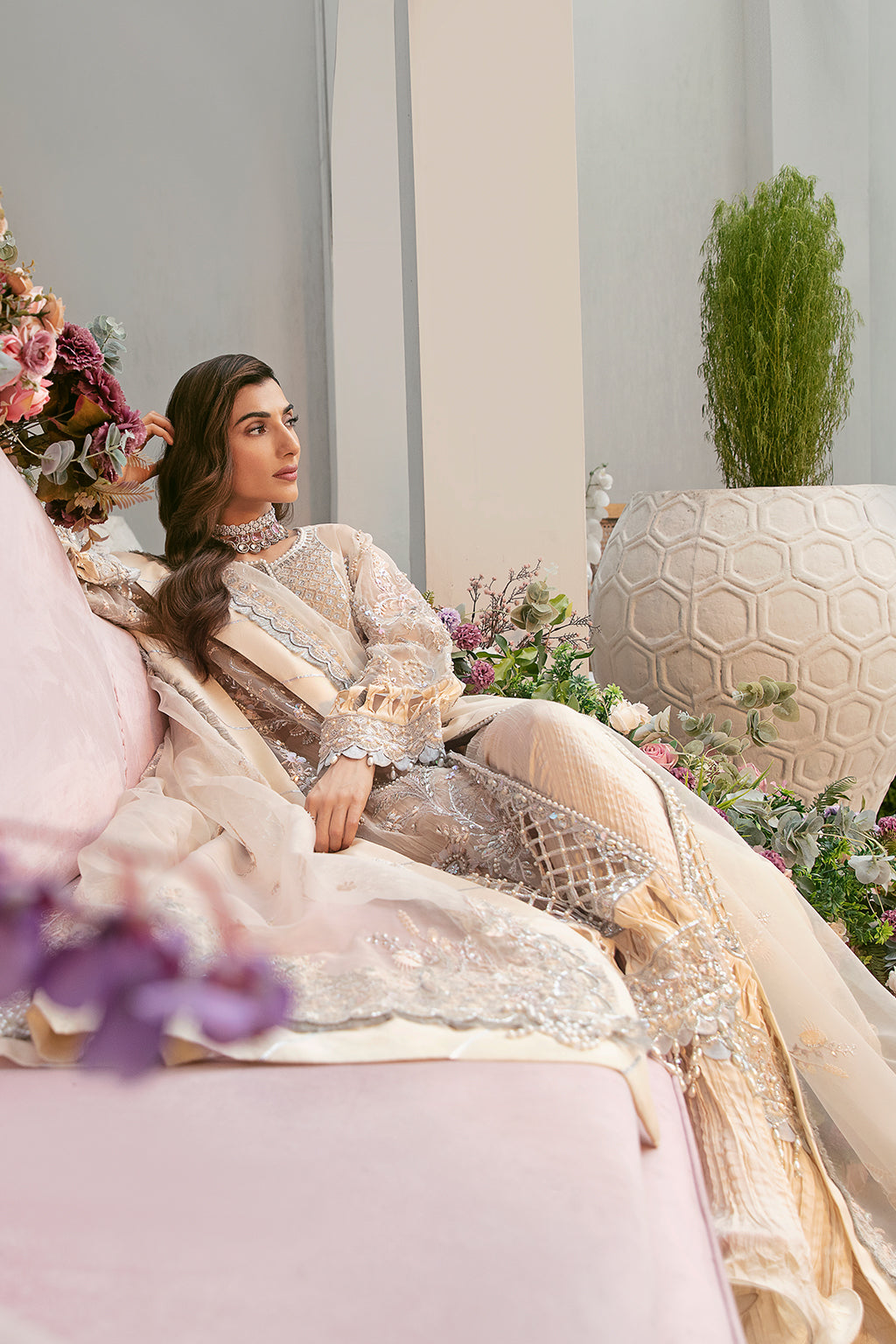 La more By Sardinia Embroidered Organza Unstitched Suit 3 Piece SRD23LM SR-101 Dazzel Dew – Wedding Collection