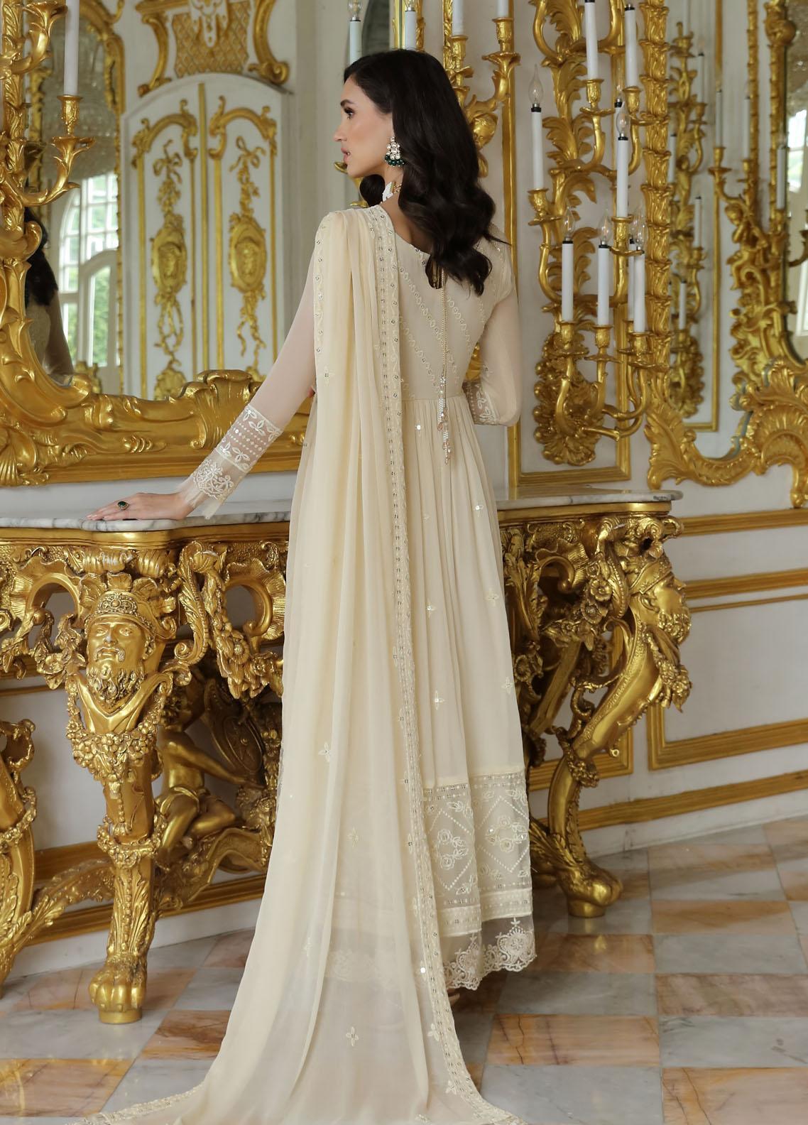 Merakish Luxury Chiffon Embroidered’23 – ST23-V9-MK Dove White