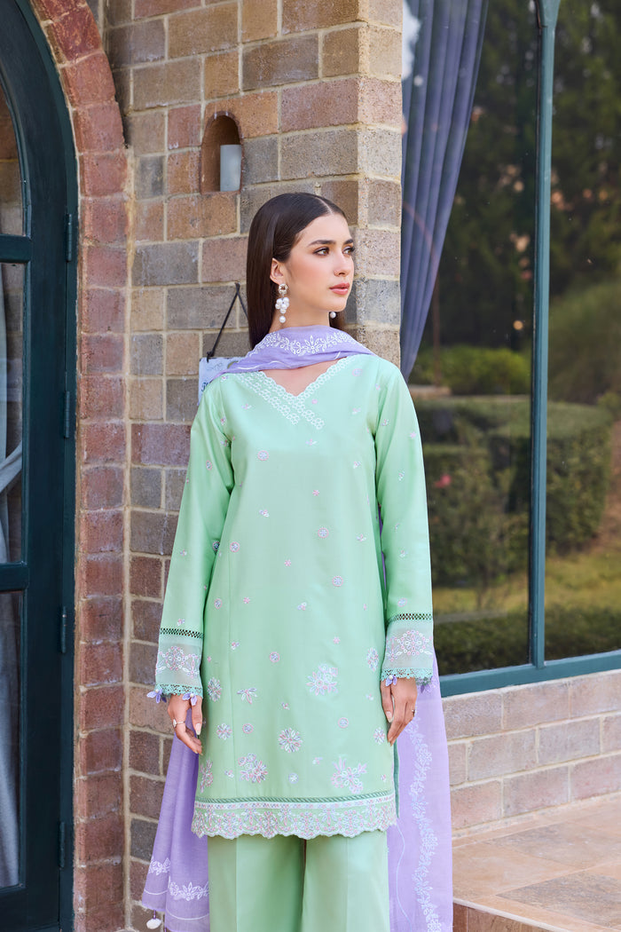 Baroque – Farasha Sorine Embroidered Lawn Unstitched 3Pc Suit BFL26- Aqua Cloud
