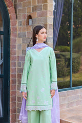 Baroque – Farasha Sorine Embroidered Lawn Unstitched 3Pc Suit BFL26- Aqua Cloud