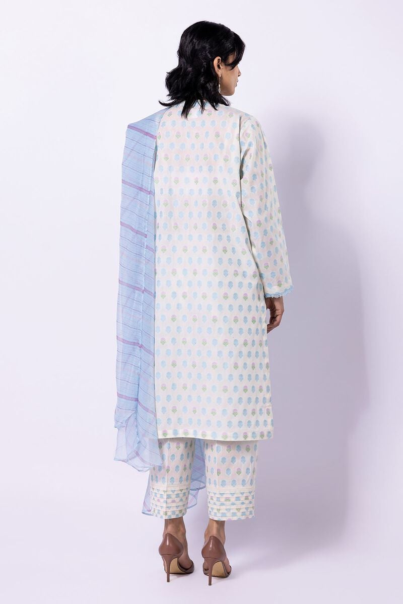 Khaadi Dyed Embroidered Cotton Jacquard | Top Bottoms Dupatta – AJ22303A-White