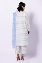 Khaadi Dyed Embroidered Cotton Jacquard | Top Bottoms Dupatta – AJ22303A-White