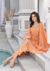Merakish Luxury Chiffon Embroidered’23 – ST23-MK6 Orange Peel