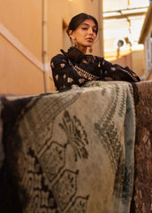 Zoha by Ansab Jahangir Embroidered Lawn Suit Unstitched 3 Piece ANJ25Z D-06 Black Lady – Summer Collection