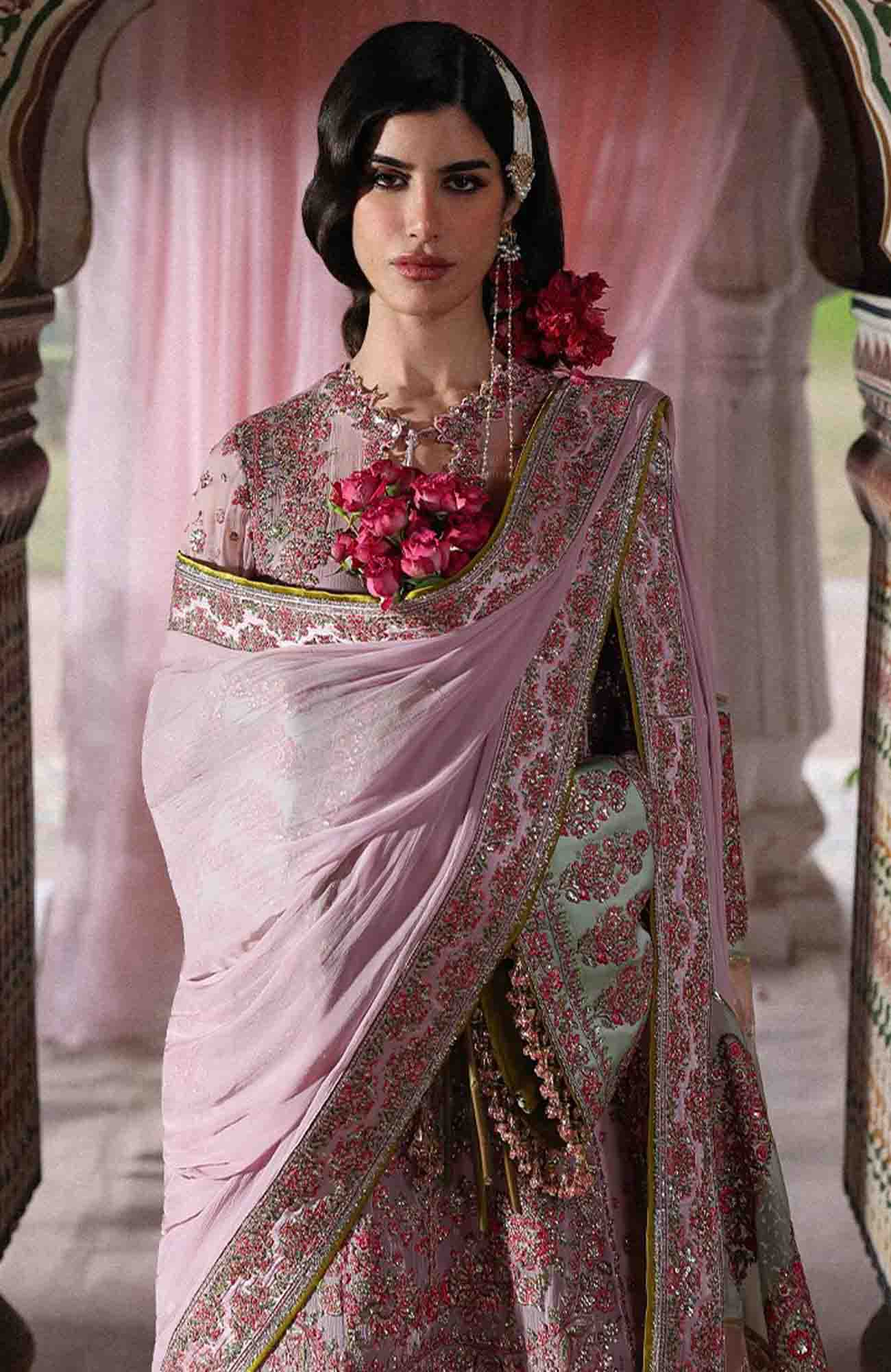 Festive by Hussain Rehar Unstitched Korean Raw Silk Embroidered 3 Piece Suit - HRFSTF4- Rukhsaar - Festive Collection