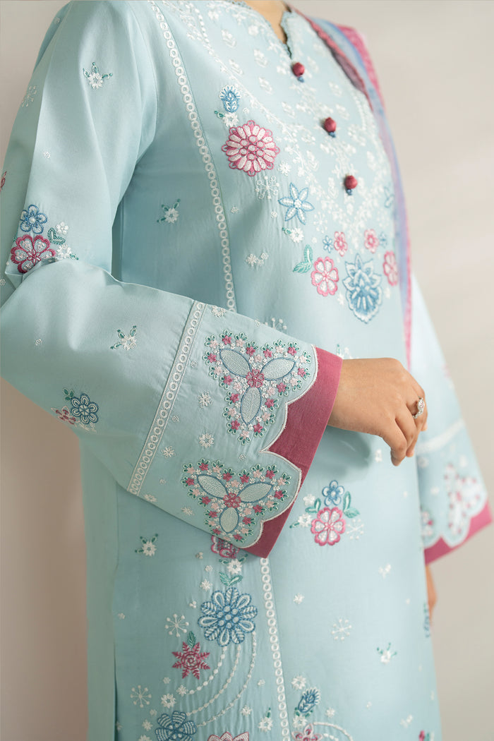 Baroque – Farasha Summer Weaves Embroidered Lawn Unstitched 3Pc Suit BFL26- Blue Slate
