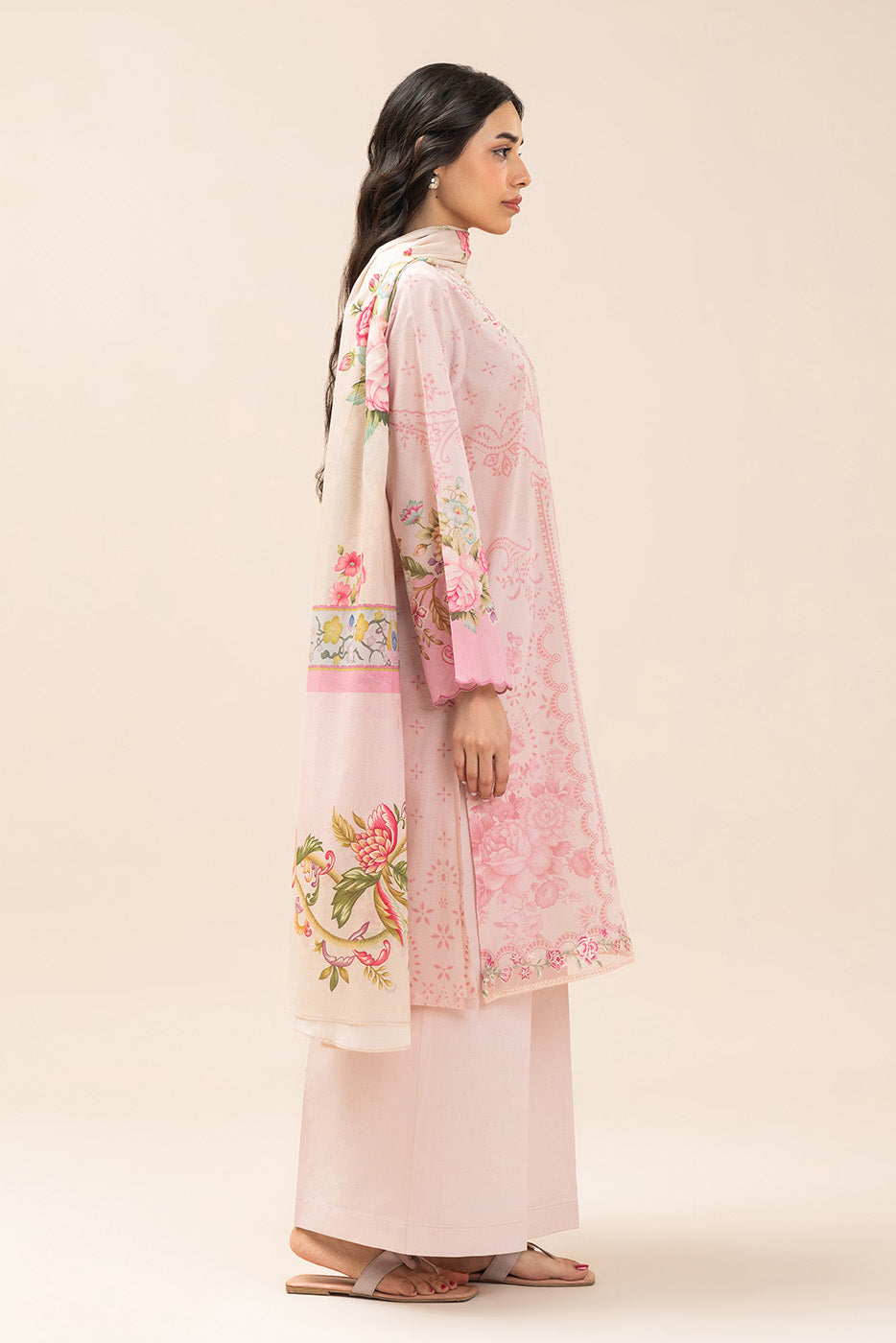 Beechtree Unstitched Embroidered Lawn 3 Piece Suit – ROSE MIST – Summer Collection