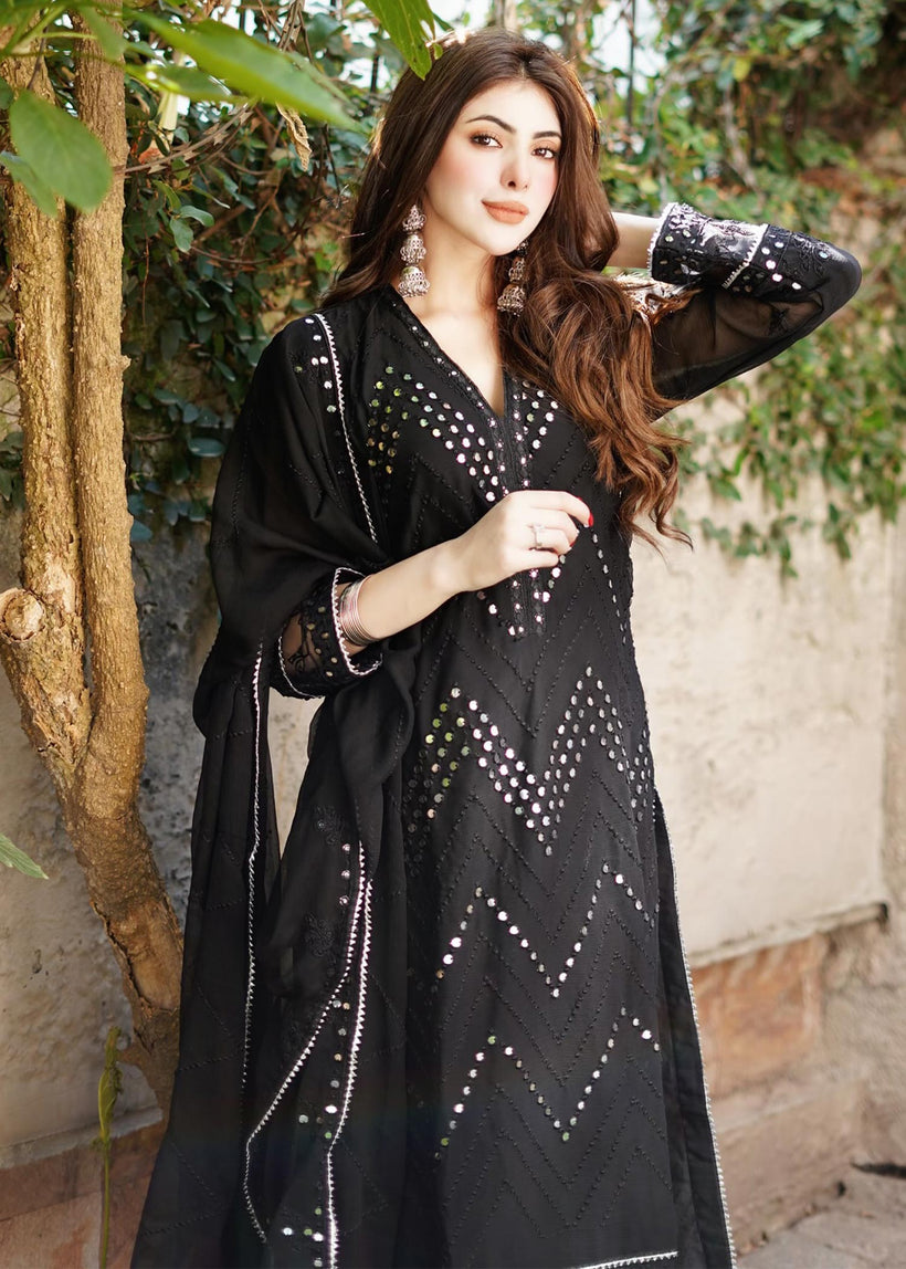 Merakish Luxury Chiffon Embroidered’23 – ST23-MK7 Siyah