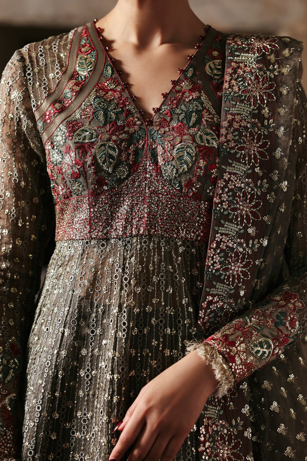 Kaashvi by Ayzel Unstitched Tissue Zari Embroidered Suits 3 Piece AAF25KW NIRVA AZW-25-V2-05 – Wedding Collection