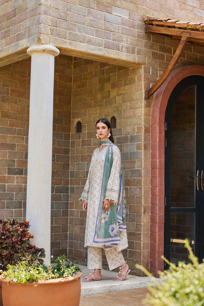 Baroque – Farasha Sorine Embroidered Lawn Unstitched 3Pc Suit BFL26- Satin Bloom