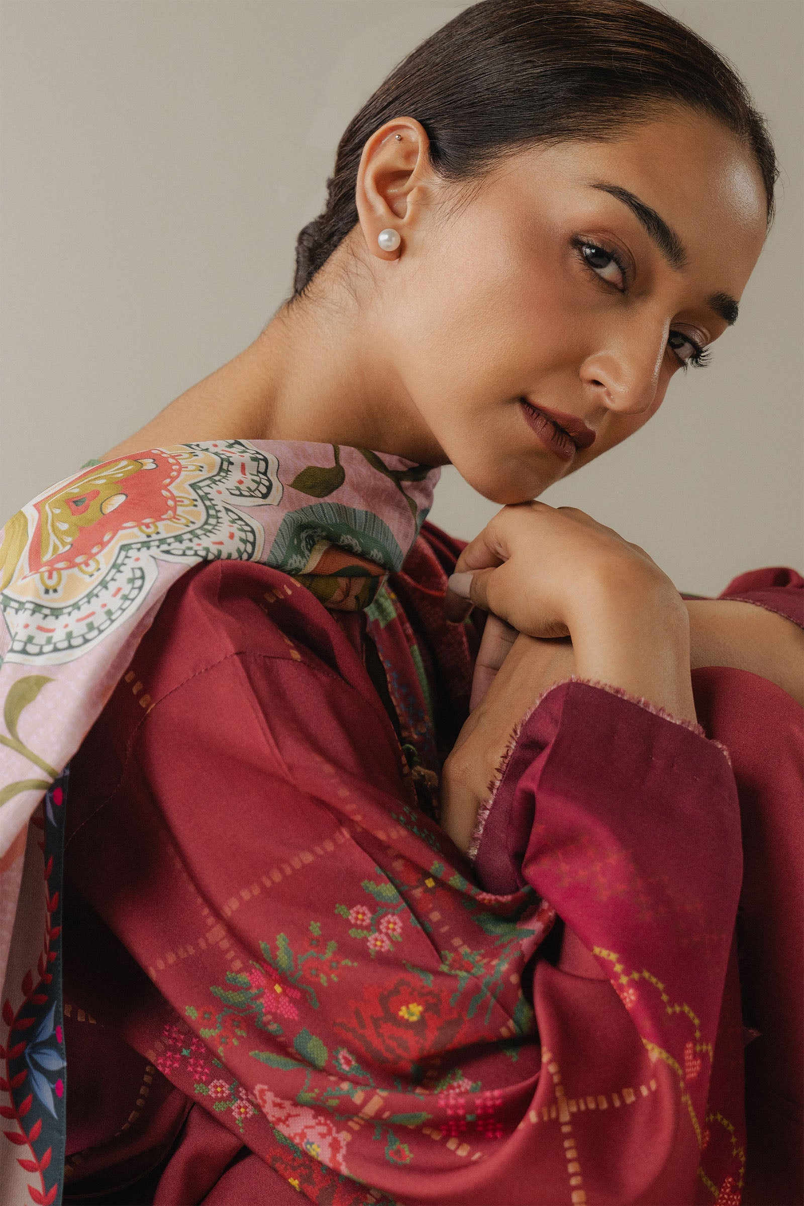Coco by Zara Shahjahan Prints Unstitched Linen Suits 3 Piece CZS25PW Olive Hour D-5B – Winter Collection