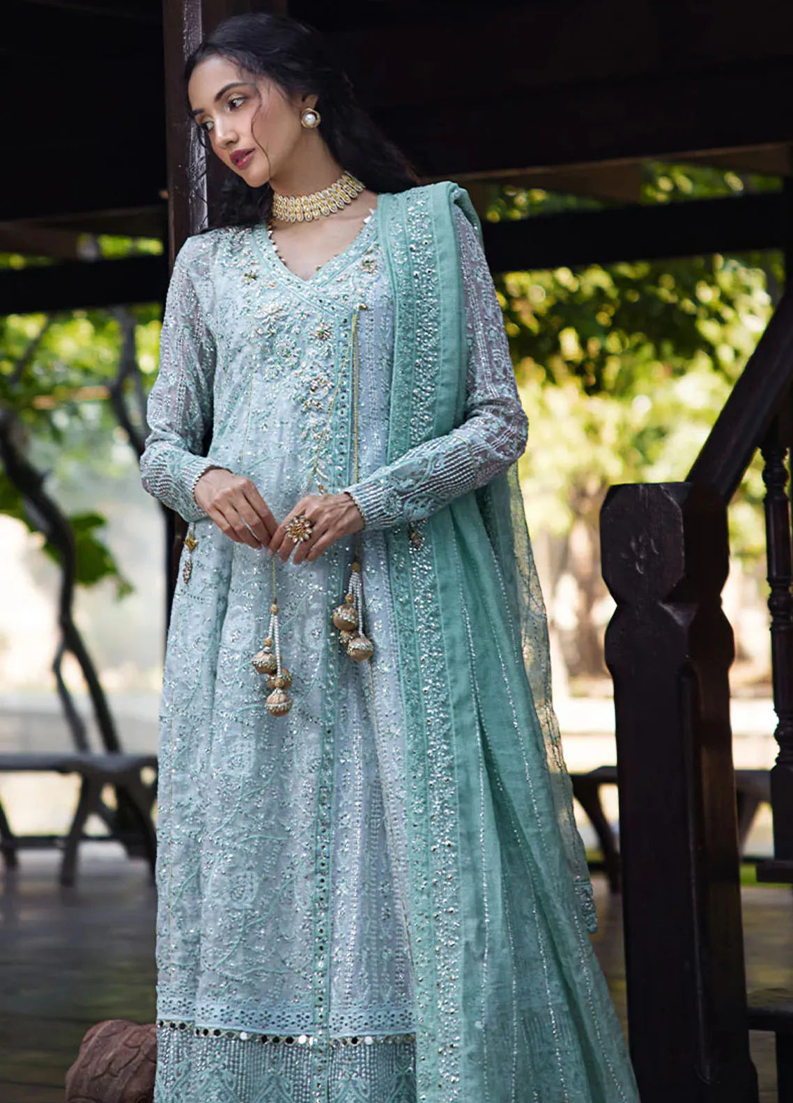 Roohi By Mushq Embroidered Organza Suit Unstitched 4 Piece MQ24R Diya – Luxury Collection