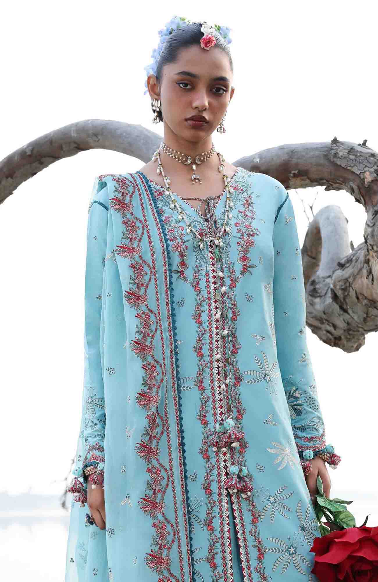 Kala Bagh By Hussain Rehar Unstitched Luxury Lawn Embroidered 3 Piece Suit - HRKBLXL-02- Sepher- Summer Collection