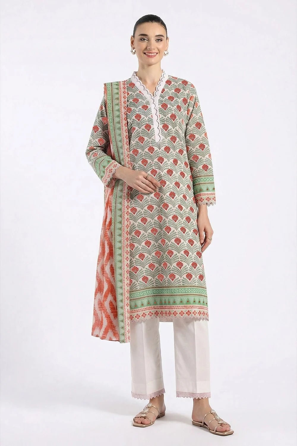 3 Piece Printed Lawn Suit with Dupatta