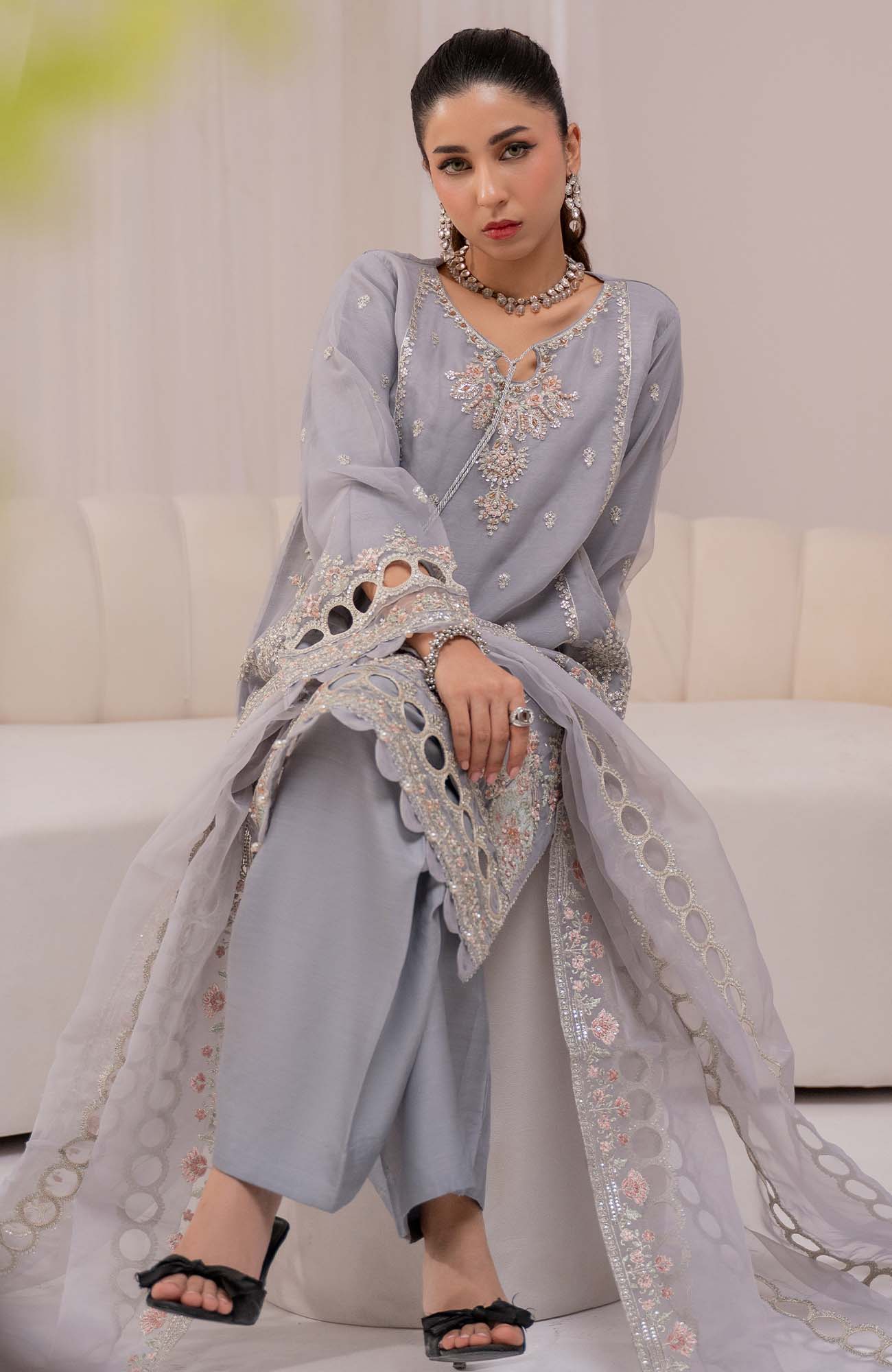 Zurr Khoobsorat'25 by AB Textile Embroidered Chiffon Suit Ready To wear 3 Piece - Formal Collection