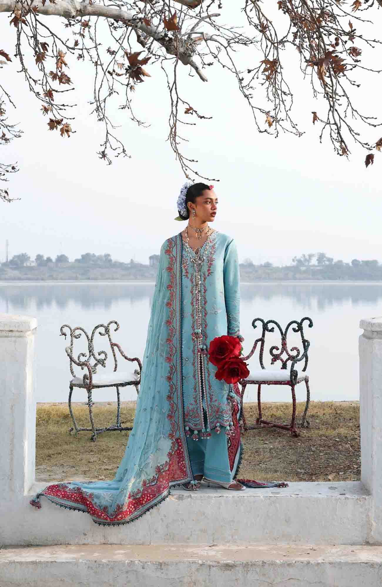 Kala Bagh By Hussain Rehar Unstitched Luxury Lawn Embroidered 3 Piece Suit - HRKBLXL-02- Sepher- Summer Collection