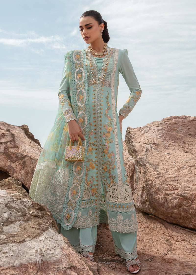 Saira Shakira Embroidered Lawn Suits Unstitched 3 Piece SSR24C Doves Song-Opel-