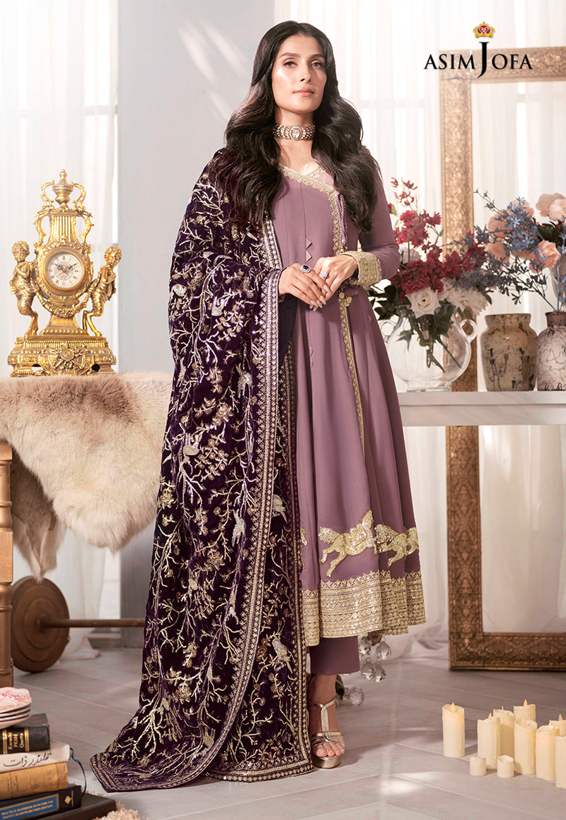 Asim Jofa Embroidered Makhmal RoyalVelvet 3 Piece AJAM AJAM-09- Luxury Collection-